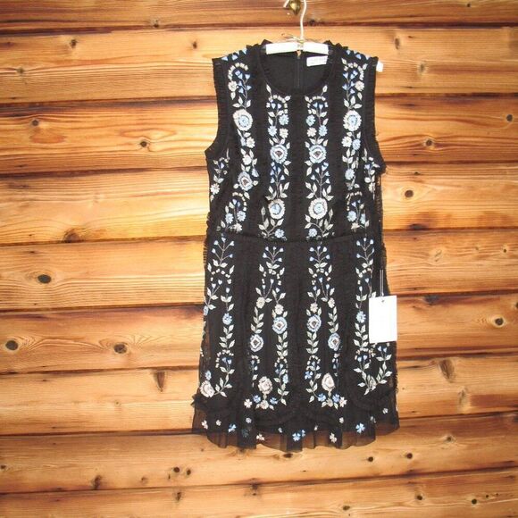 Mac Duggal 9135 Womens Black Sleeveless High Neck Embroidered Mini Dress - Picture 5 of 14